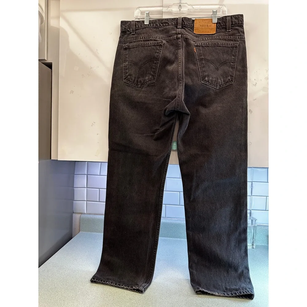Vintage Levis 505 Orange Tab Jeans Mens 38x30 Faded Black Straight Leg Denim